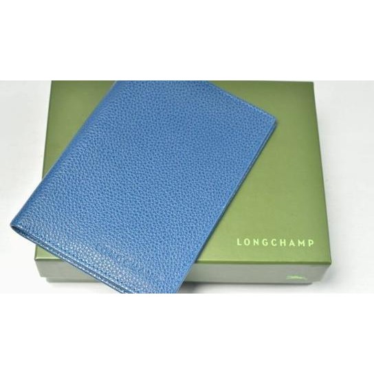 Dompet Longchamp Le Foulonne Case Passport Cover Leather Navy Blue