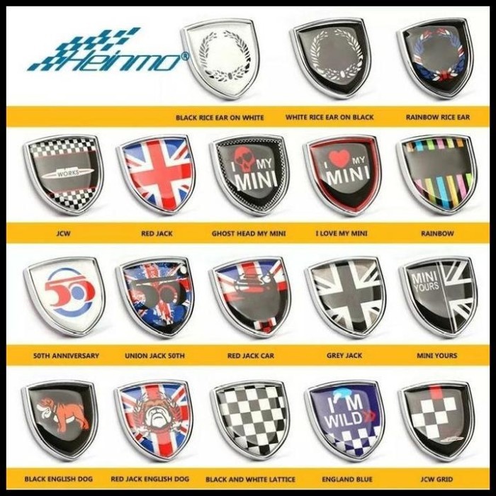 emblem mini cooper badge sticker emboss union jack timbul emblem mobil