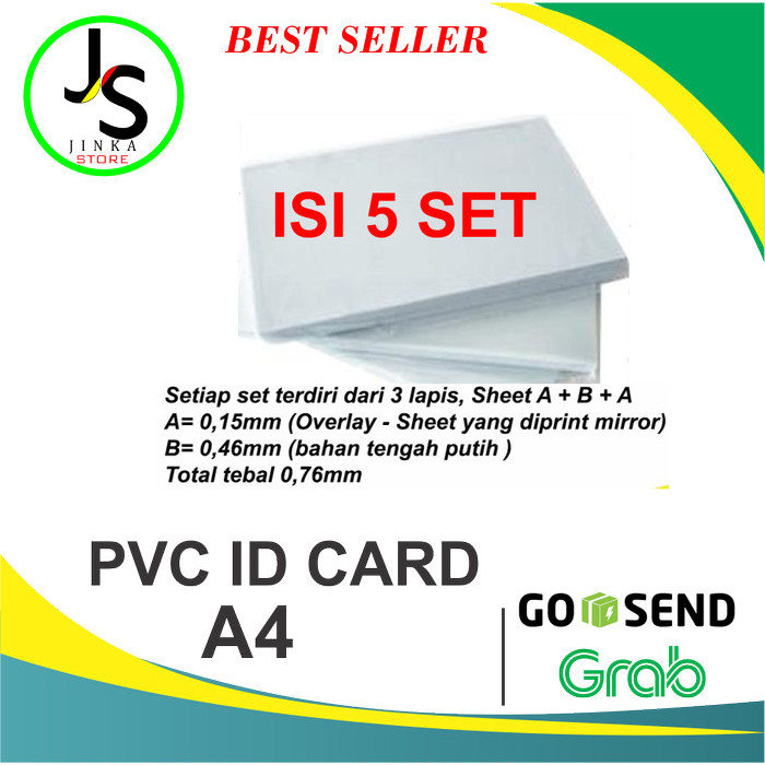 

Terlaris Bahan Pvc ID Card/ Pvc Kertas ID Card 1 Pak Isi 50 Pcs Ukuran A4 SALE