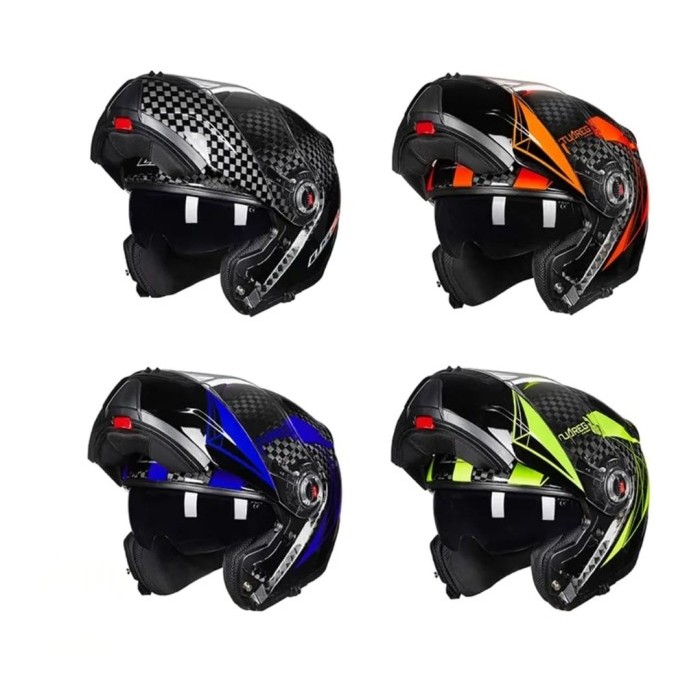 Helm Modular LS2 Carbon Fiber FF394 Full Face Super Light Helmet