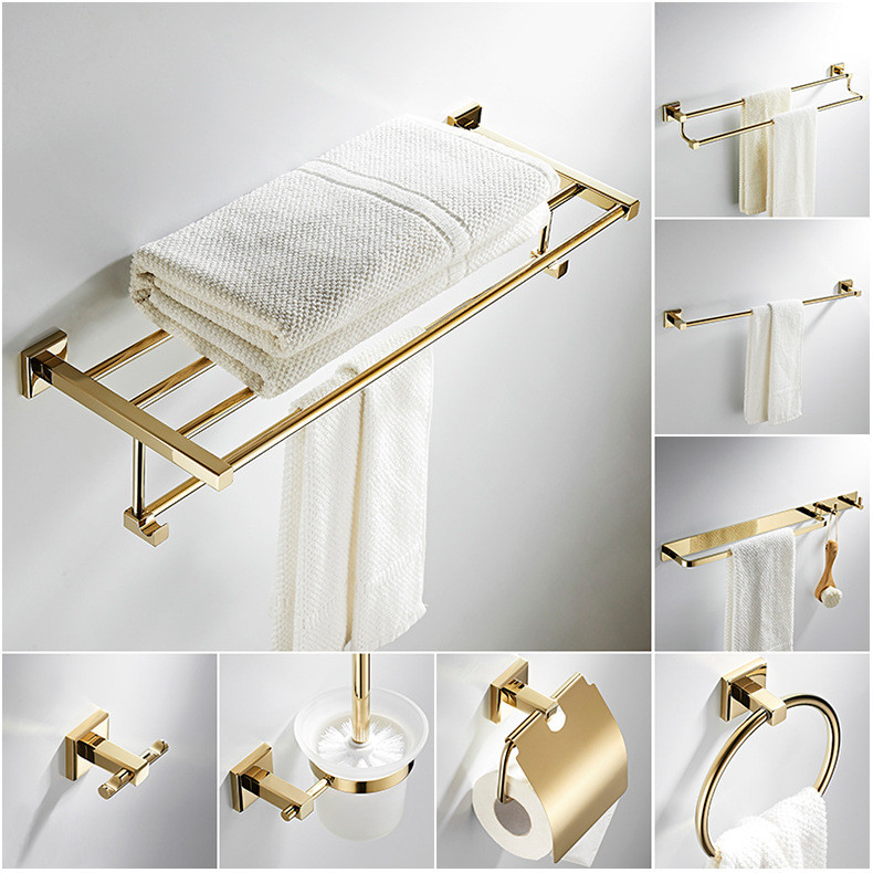Organizer Aksesori Toilet Set Aksesori Kamar Mandi Baru Nordic Set Rak Rak Handuk Emas |CC52603F|