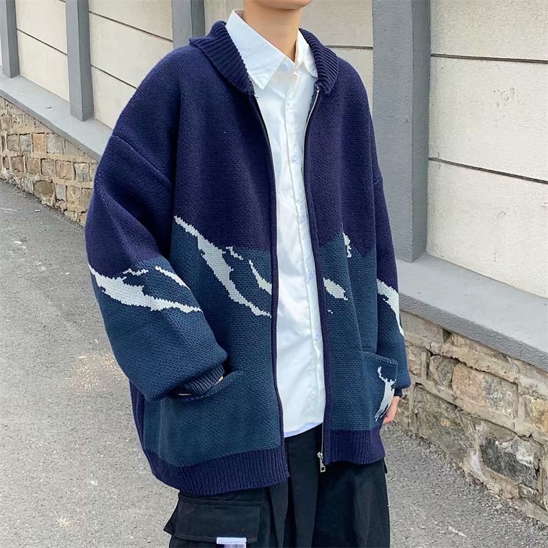 [Dua warna] sweter kardigan rajut pria |F11D36F4|