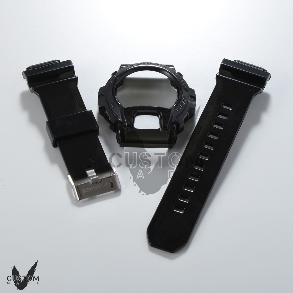 (Vcustom) GDX6900 (tanpa gesper) JELLY " Tali Jam Tangan "BAND DAN BEZEL" HITAM |zZJ2IsOV|