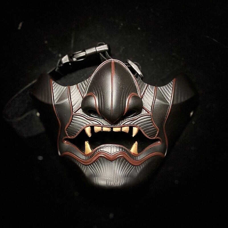 Masker Setengah Wajah Hannya Jepang Setan Oni Samurai Noh Kabuki Prajna Topeng Setan |F142FFF1|