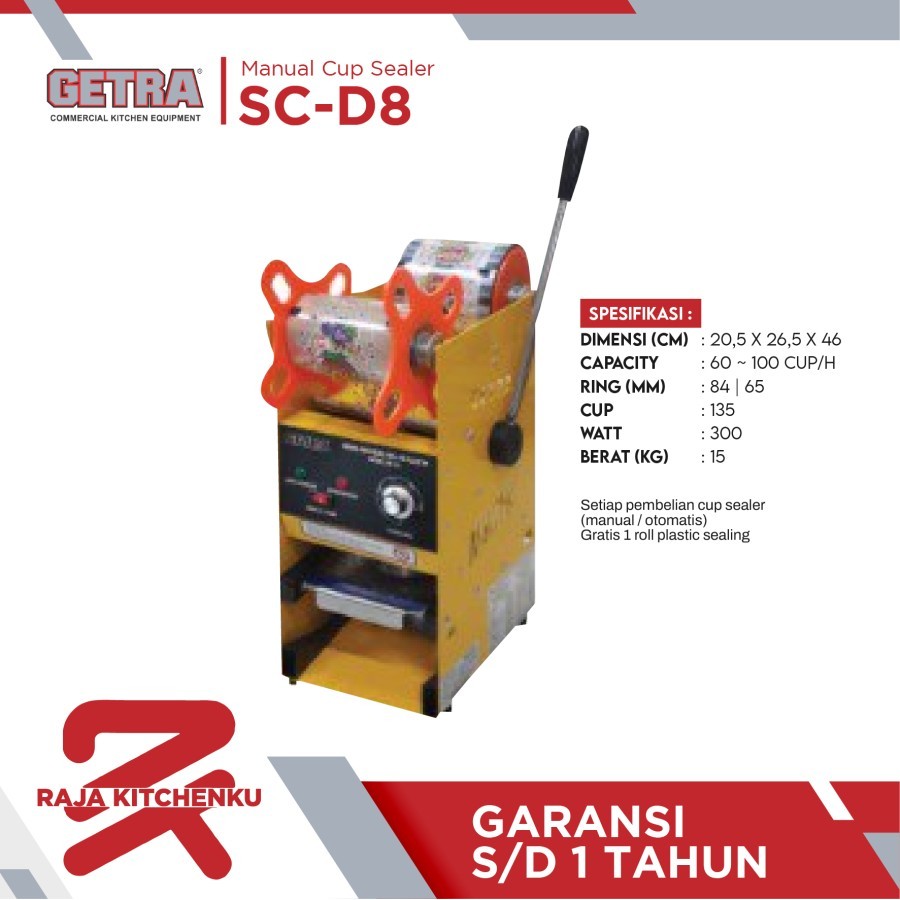 GETRA Cup Sealer Manual SC-D8 / SC D8 / SCD8
