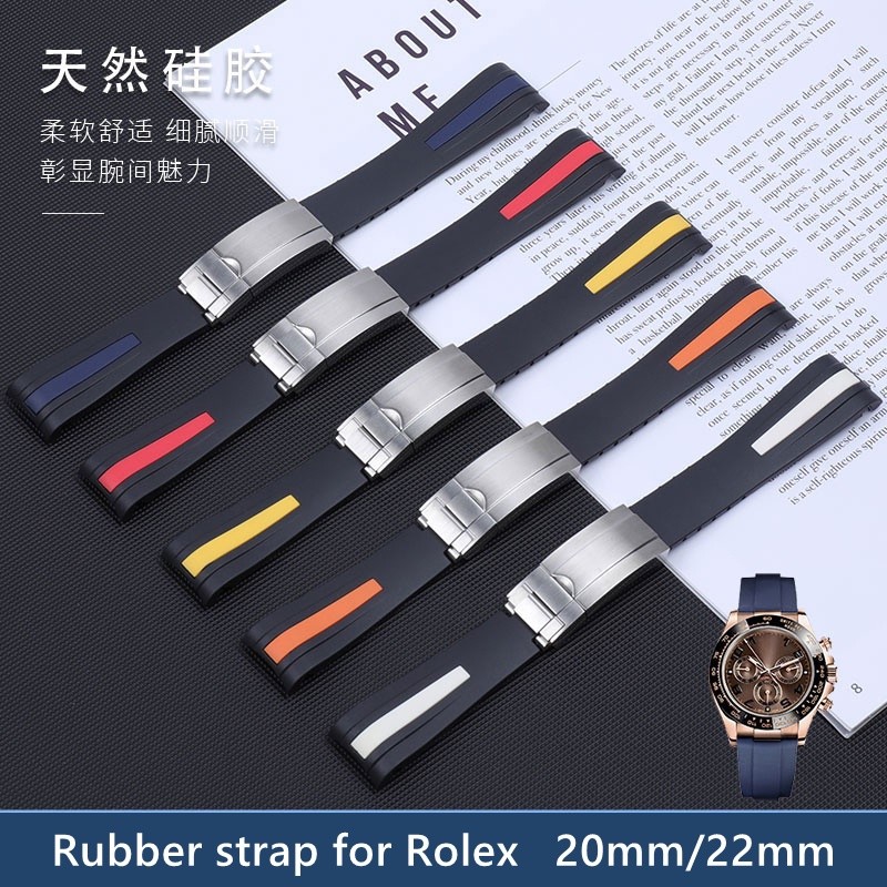 Pengganti Gelang Jam Karet Silikon Ujung Melengkung 20Mm 22Mm untuk Tali Rolex RX Submariner GMT D-b