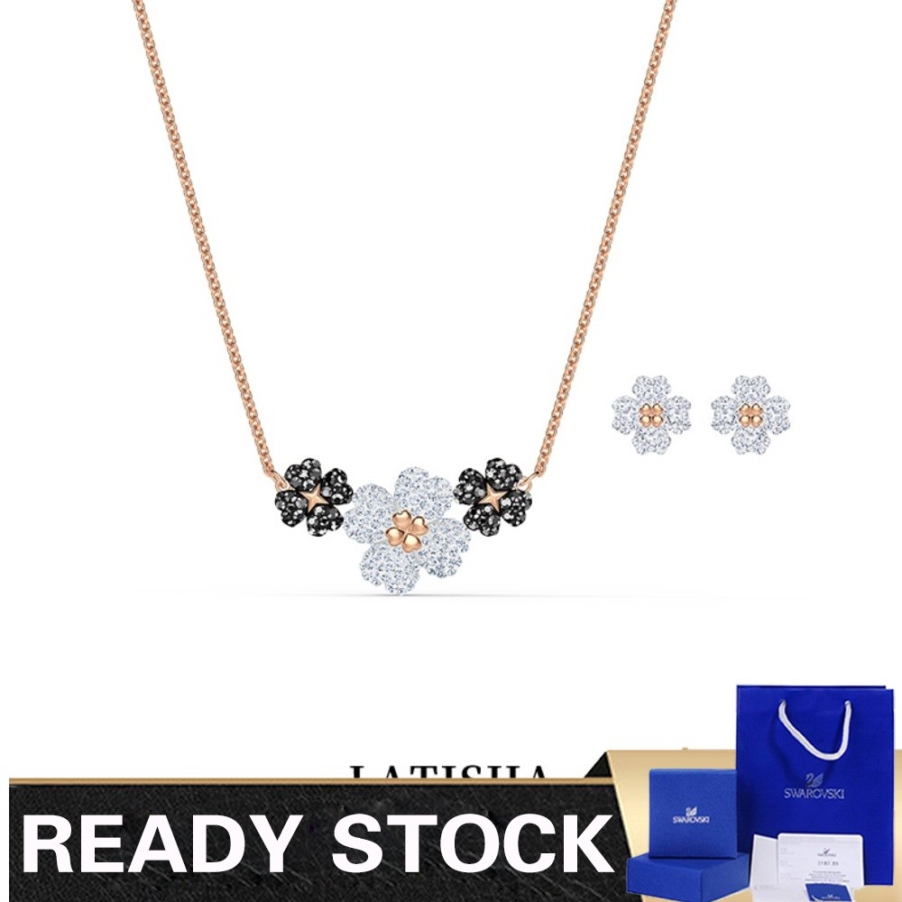 Stok Tersedia Setelan Swarovski LATISHA Set Kalung dan Anting Pria Bunga Elegan Setelan Kristal Peso