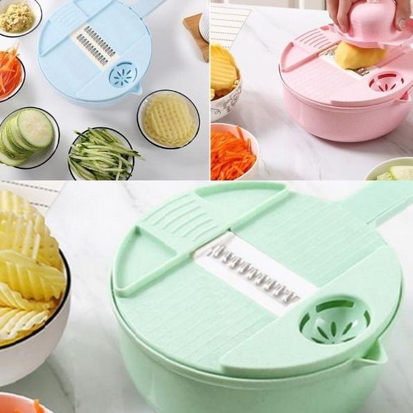 Alat Pemotong Giris Parutan 12 In 1 Set Bawang Kentang Buah Sayuran