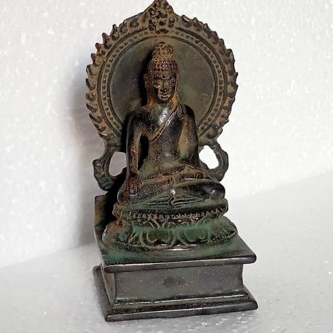 Sani - Patung Pajangan Buda Budha Hitam Perunggu Antik Klasik