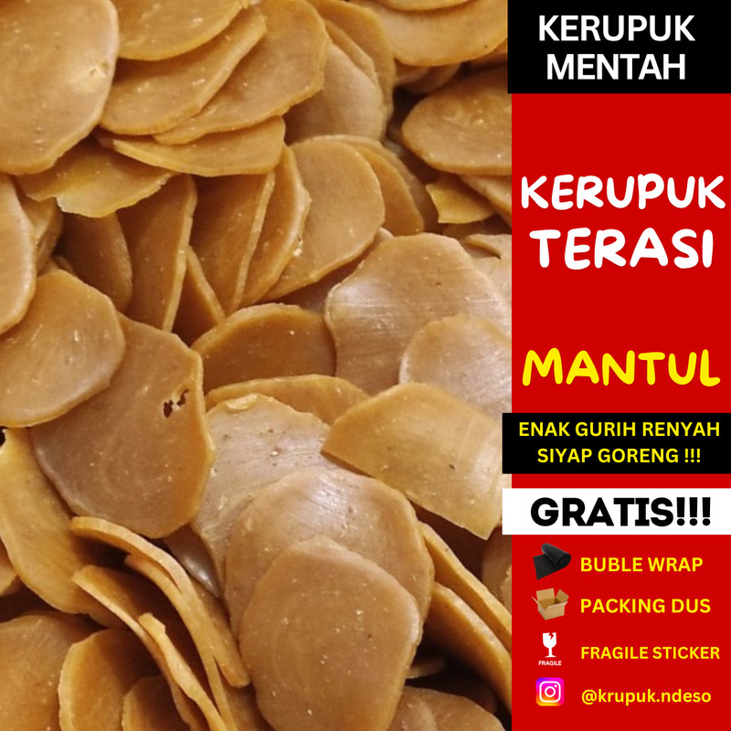 

KERUPUK TERASI ASLI Krupuk Tiga Berlian Mentah Coklat Rasa Bawang Gurih Enak Renyak Murah 500gr