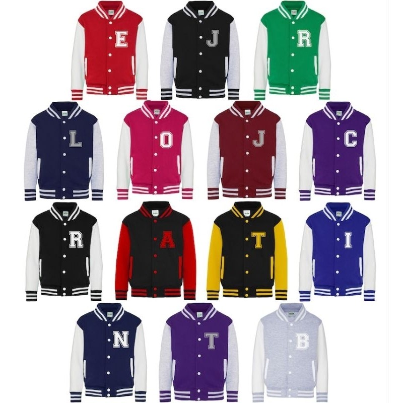 Jacket Big Size ( S - 6XL ) Jaket Baseball Bomber CUSTOM NAMA INISIAL HURUF Jumbo Oversize Fleece Pr