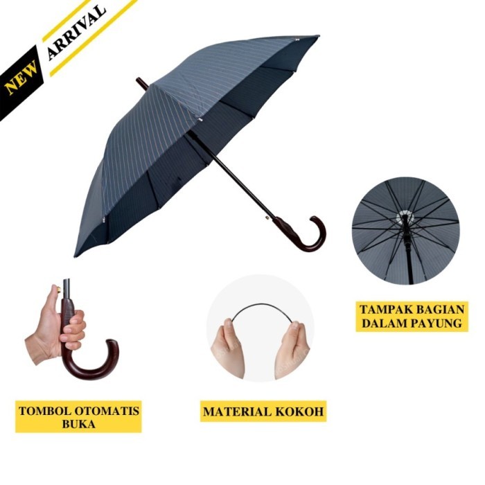 Payung tongkat / Payung jumbo / Payung motif garis stripes Korea Style