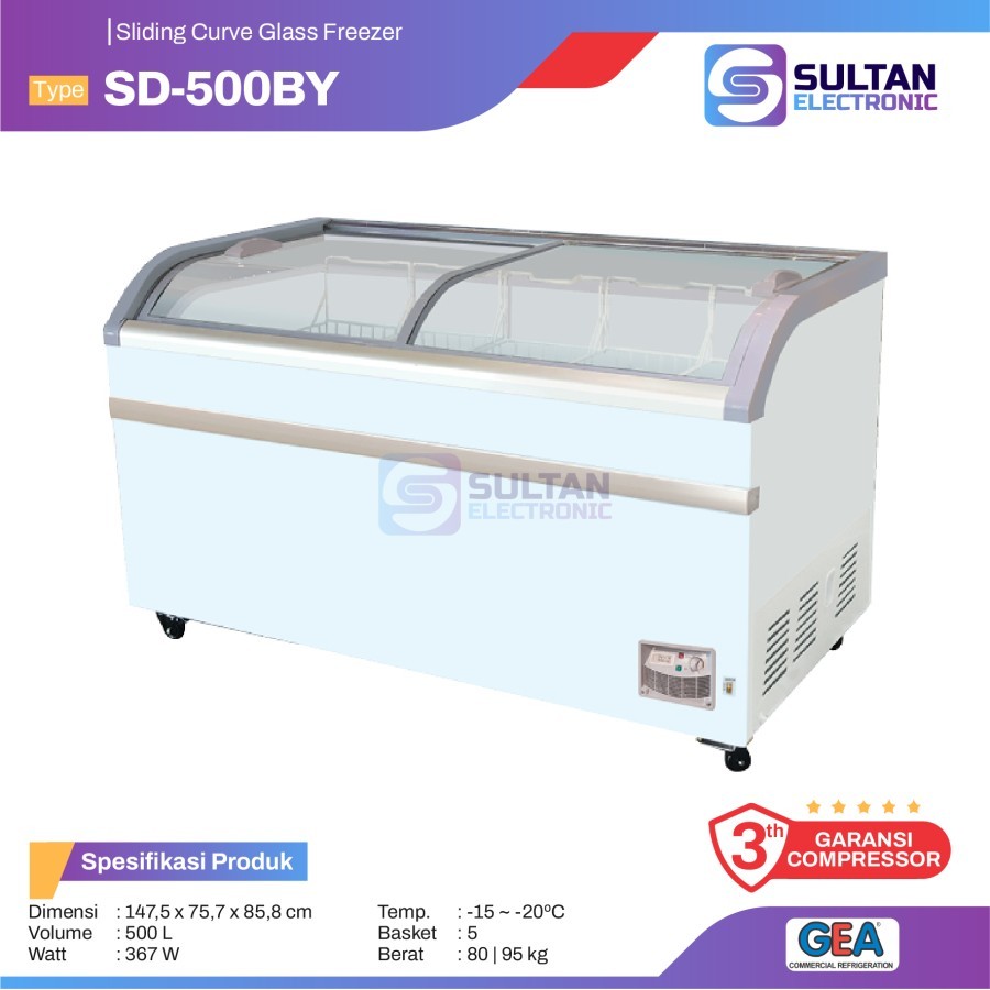 GEA Sliding Curve Glass Freezer SD-500BY / SD 500BY