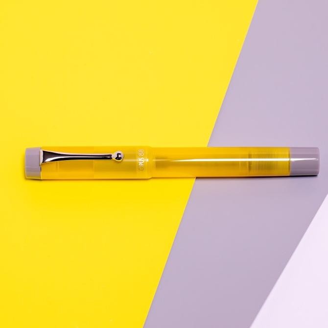 

Opus88 Demonstrator 2021 Yellow Grey. Fountain Pen with Flex Nib