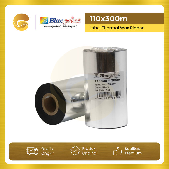 

Terlaris BLUEPRINT Wax Ribbon 110x300m Barcode Label Thermal Transfer Ribbon SALE