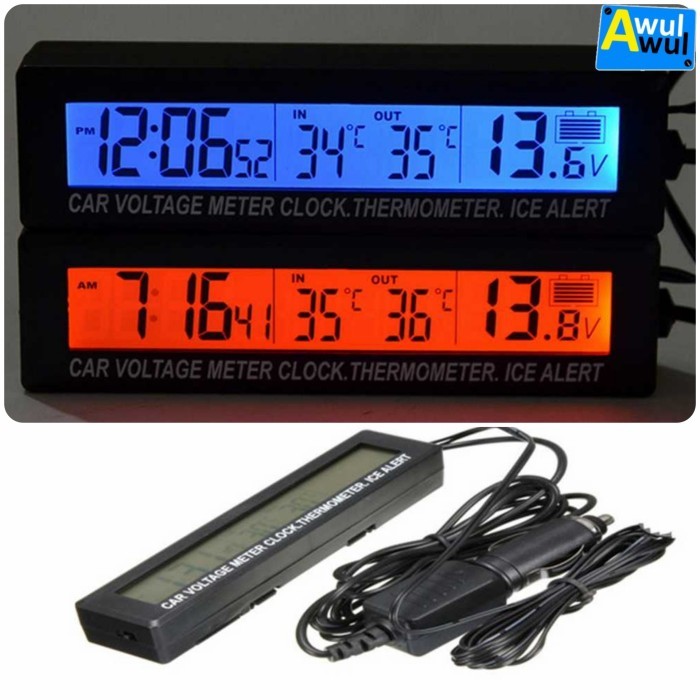 INDIKATOR MOBIL 3 IN 1 JAM TANGGAL DIGITAL, THERMOMETER, VOLTASE AKI