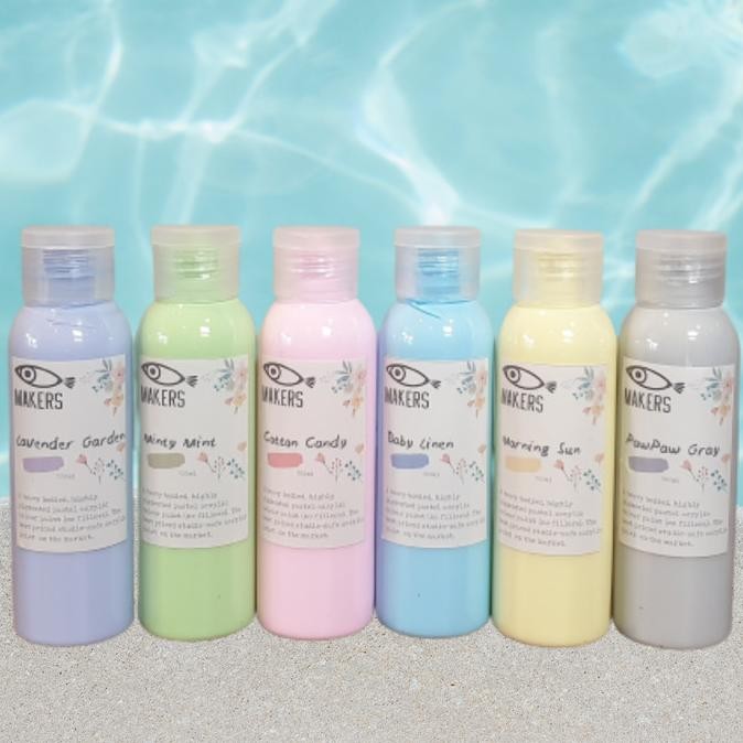 

Paket Cat Lukis Akrilik - Pastel Colors For Ceramic, Pouring & Fabric