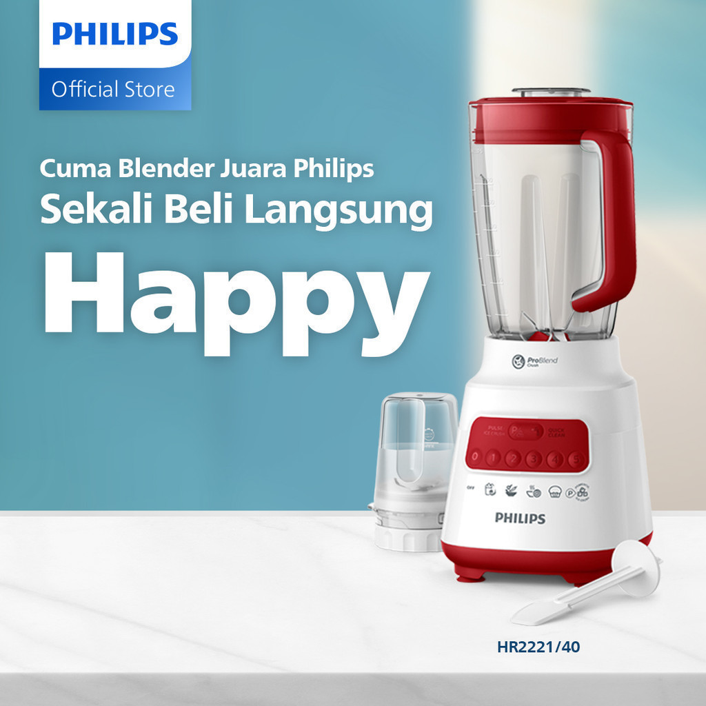 Blender Philips Plastik 2 liter - 5000 Series HR2221/40 - Blender jus - Blender bumbu philips - Dry 