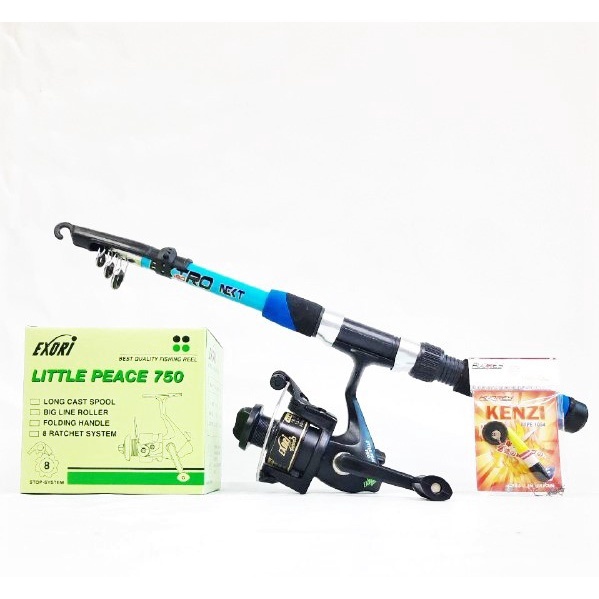 murah set alat pancing joran antena teleskopik japan extro / mezzo 150 dengan reel exori premium
