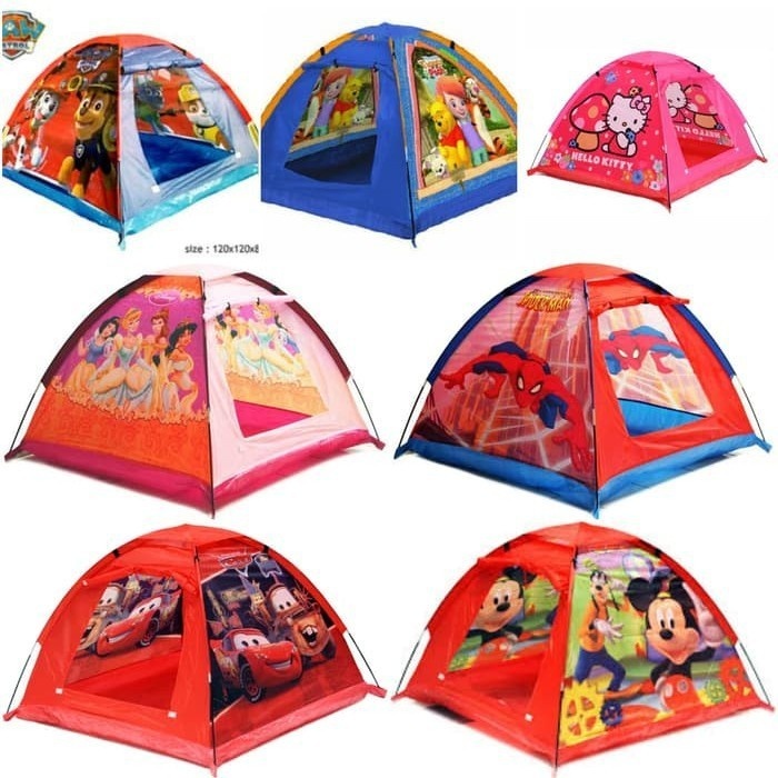 TERBARU Tenda Camping Anak Karakter Kartun Karakter Spiderman Frozen HK Cars