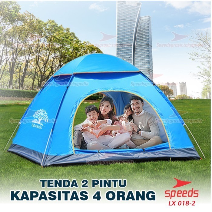 READY SPEEDS Tenda Camping Tenda Kemah 4 Orang Lipat Portable 018-2