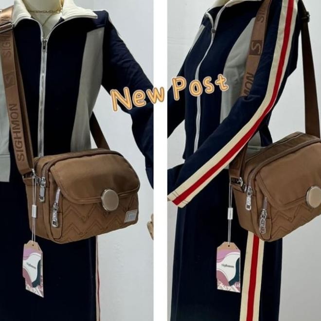 Tas Selempang Wanita Sighmon Kanvas Sgh3630 3Sleting