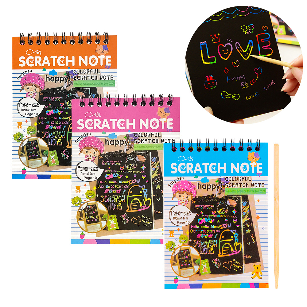 

T&Y Buku Sketsa Grafiti Warna-warni Kertas Mini Tulis Gores Gambar DIY Sscratch Paper Note Black