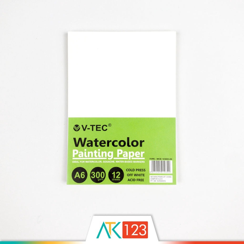 

Kertas Lukis Cat Air / Watercolour / Watercolor Painting Paper / Pad A6 300 gsm 12 Sheets Cold Press
