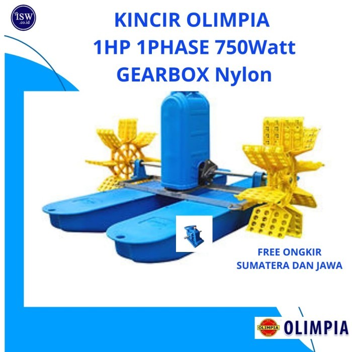 READY FREE ONGKIR Kincir Tambak Olimpia 1hp 1phase 750wattt Gearbox Nylon