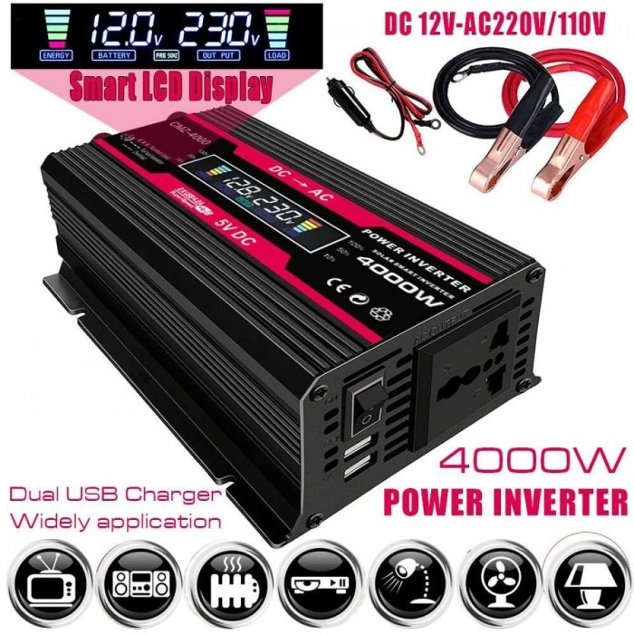 POWER INVERTER PURE SINE WAVE PSW DC 12V TO AC 220V 4000W DC TO AC