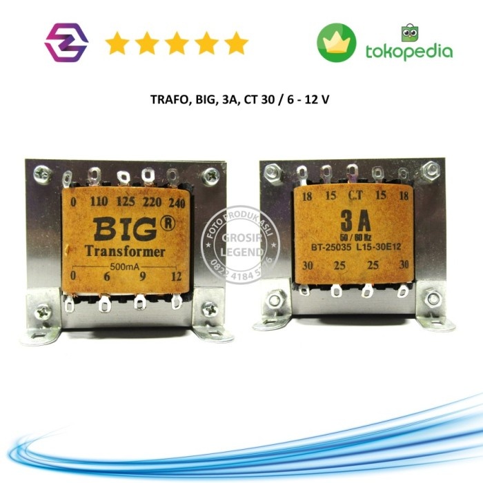TRAFO TRAVO 3A AMPERE 30V CT BIG MURNI TEMBAGA