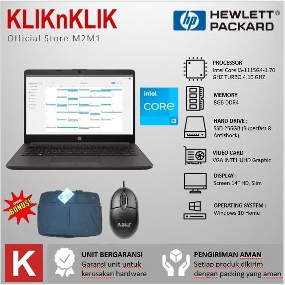 New Hp 240 G8 Core I3 1115G4 8Gb 256Gb / 512Gb Ssd Black