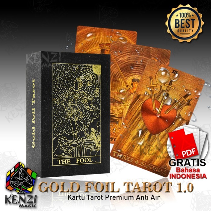 Kartu Tarot Neo Rider Waite Anti Air PVC Waterproof Gold Foil 1.0