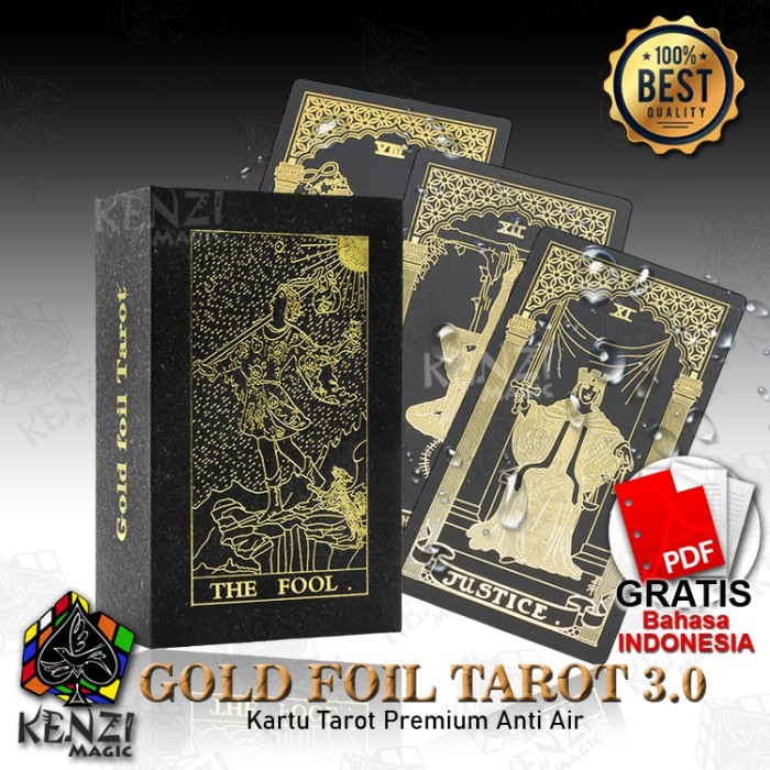 Kartu Tarot Neo Rider Waite Anti Air PVC Waterproof Gold Foil 3.0