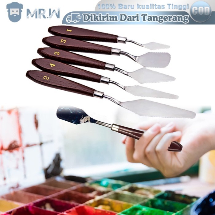 

Seka - 5Pcs Pisau Palet Lukis Besi Tahan Karat/Pisau Palet/Spatula Dekorasi