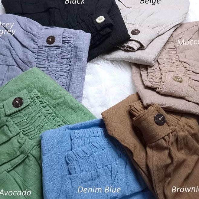 Linen Crop Pants Celana Crop Kantong Depan Bigsize Jumbo