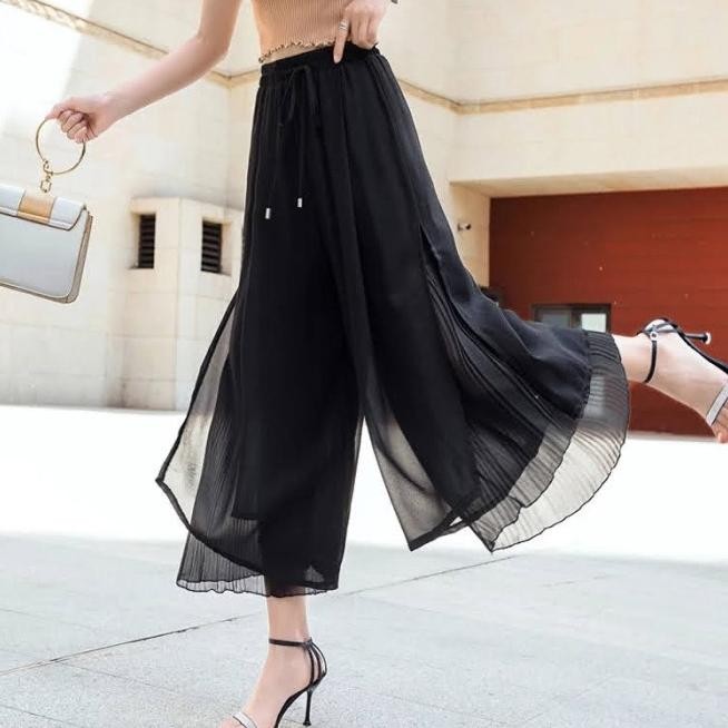 Celana Panjang Sifon Gaya Korea Stice Pants Celana Kulot Dobel Layer
