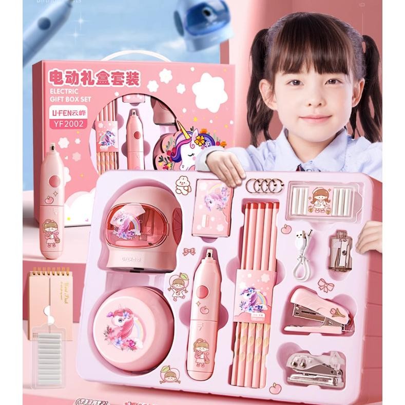 

Terlaris 11 In 1 Alat Tulis /Elektrik Rautan Penghapus Vacuum Pensil Anak Alat Perkakas Belajar Anak Perempuan Kado Electric Stationery Set Sale