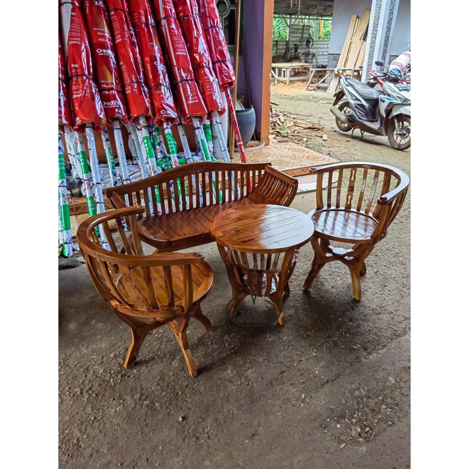 Set Kursi Teras Minimalis, Bangku Kursi Teras Kayu Jati