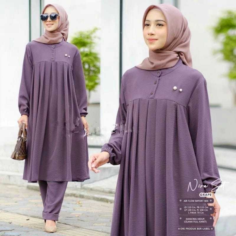 Gamis Wanita Terbaru BIG SALE BISA COD NIRA SETCEL SIZE M L XL XXL JUMBO SETELAN WANITA BAHAN