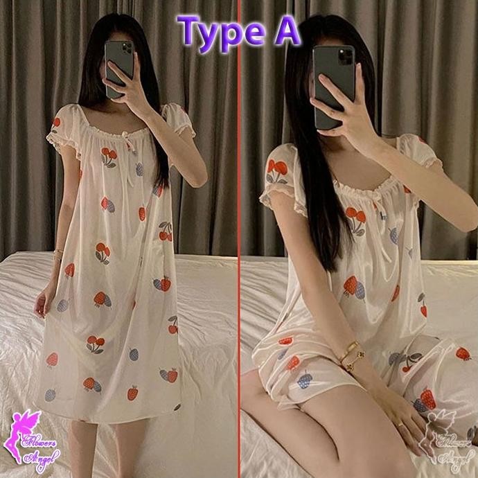 Daster Terusan Baju Tidur Wanita Transparan Big Size Sexy Sleepwear L21T