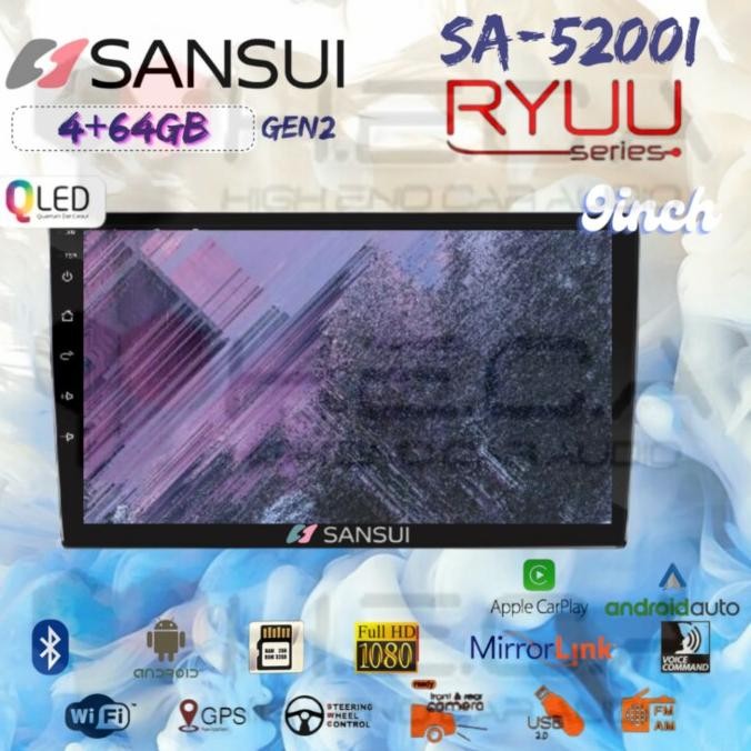 Dijual Sansui Ryuu Qled Gen2 4/64 Gb Android G2 9" Inch Sa-5200I Head Unit Tape Tv Mobil Double Din