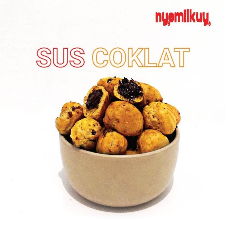 

Sus Kering isi Coklat Lumer Nyemilkuy (60gr) Kemasan Pouch Jajanan Kekinian Termurah