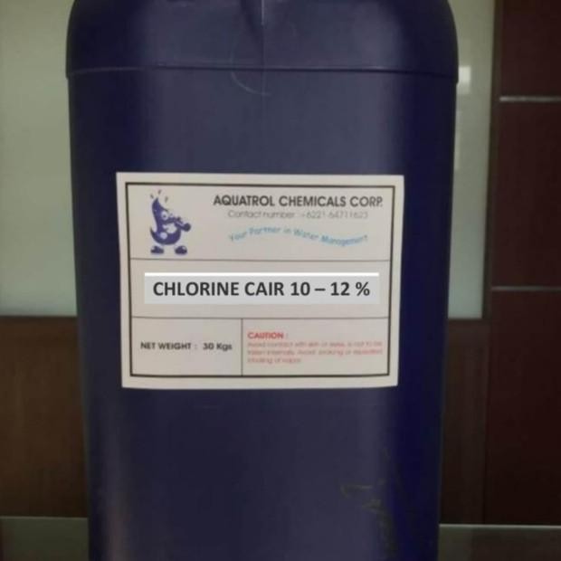 Chlorine Cair 10-12% (SODIUM HYPOCHLORINE) - klorin Cair (35 Kg/Pail)