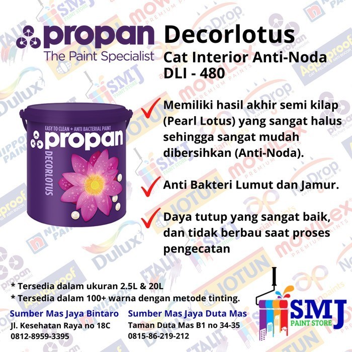 Cat Tembok Anti Noda PROPAN DECORLOTUS DLI 480 warna tinting 20L