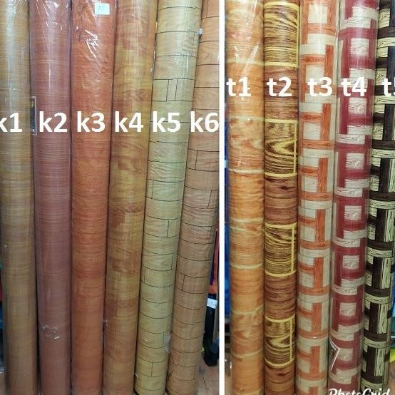 Karpet Lantai Plastik Vinyl Per Rol Motif Kayu Alas Taplak Meja Perlak