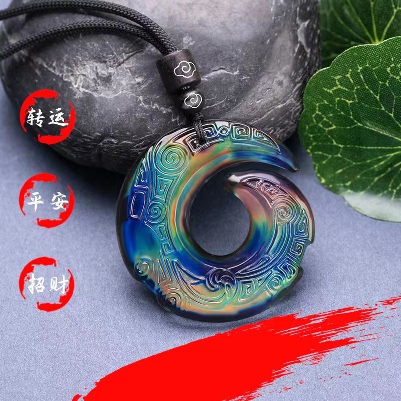 Kalung Liontin Pria Keberuntungan Berubah Suhu Sensitif, Dilengkapi Kalung Liontin Pria Berubah Warn