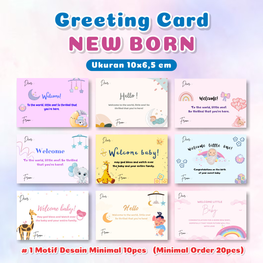 Greeting Card NEW BORN Ukuran 10 x 6,5 cm - Greeting Card New Born - Greeting Card Little One Gift C