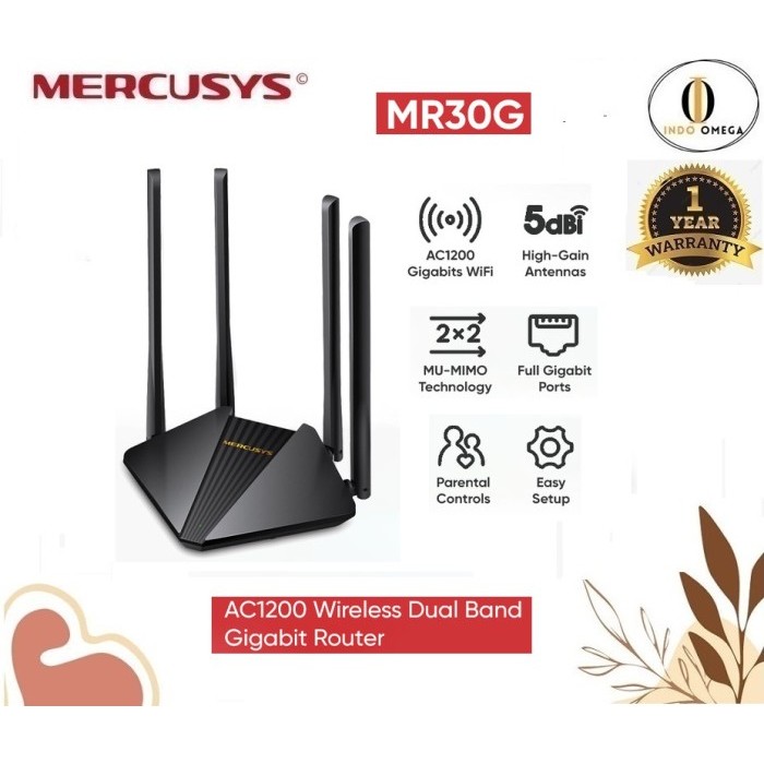 Mercusys MR30G AC1200 Wireless Dual Band Gigabit Router MR30 G