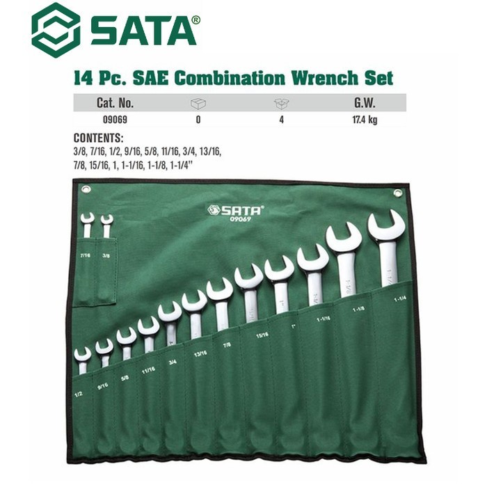 KUNCI RING PAS SET INCH 09069 - COMBINATION WRENCH INCH SAE SATA TOOLS